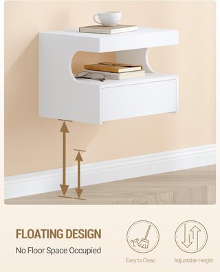 Mesitas De Noche Flotantes – Pack De 2 Blancas