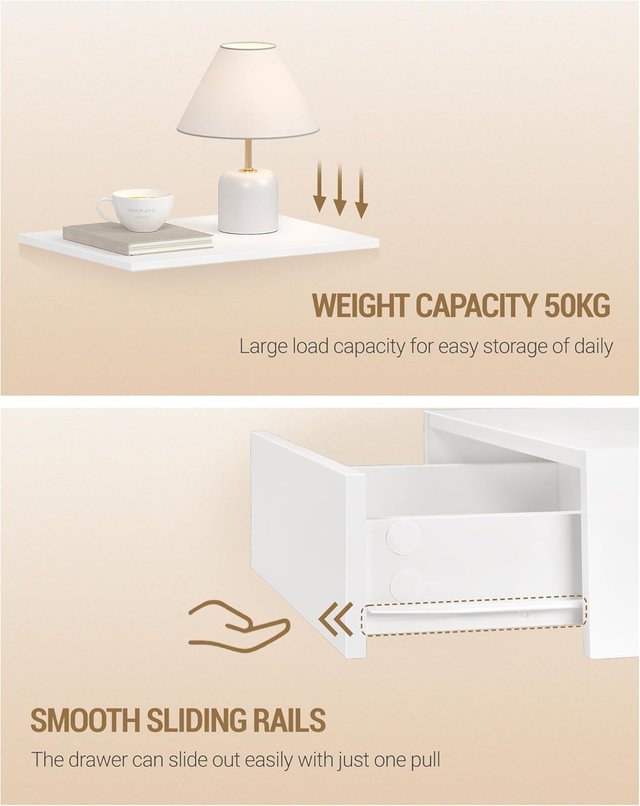 Set di 2 Comodini Galleggianti - Bianco