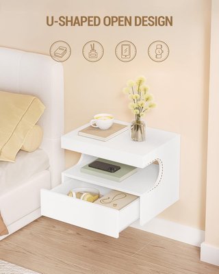 Mesitas De Noche Flotantes – Pack De 2 Blancas