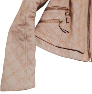 Chaqueta Biker Piel Cordero Beige Talla M