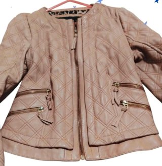 Chaqueta Biker Piel Cordero Beige Talla M