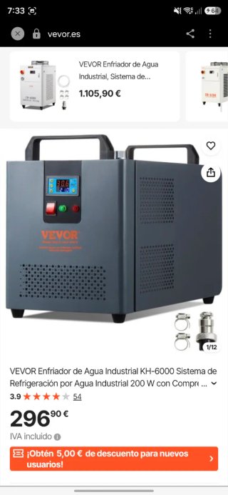 Enfriador de Agua Industrial VEVOR KH6000 12L Leer