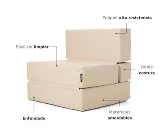 Puff Cama Convertible Plegable Blanco (2 unidades)