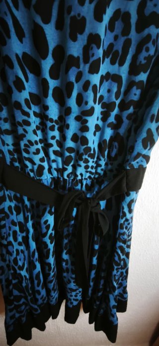 Vestido Estampado Leopardo Azul y Negro