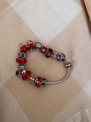 Pulsera Pandora Plata 14 Charms Roja
