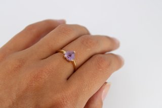 Anillo Oro 18K Corazón Amatista