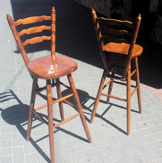 Taburetes de bar de madera vintage de los años 70