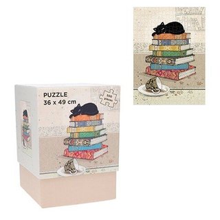 Puzzle 500 piezas gato y libros 36x49 cm