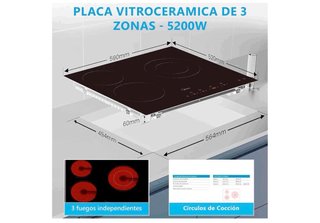 Placa Vitrocerámica Midea 3 fuegos 5200W