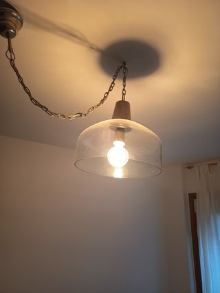 Lámpara de Techo de Cristal y Madera