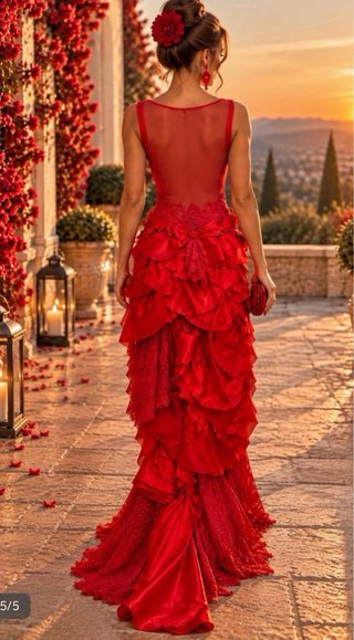 Vestido BICICI by Silvia S. fiesta rojo Talla M