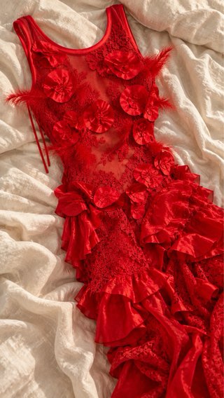Vestido BICICI by Silvia S. fiesta rojo Talla M