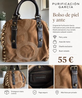 Bolso Purificación García de Piel y Ante