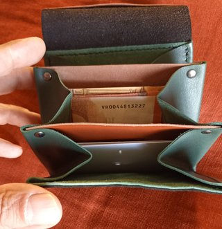 Cartera monedero para mujer cuero negro y verde