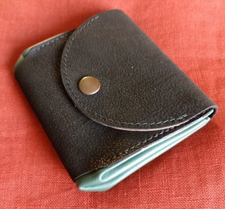 Cartera monedero para mujer cuero negro y verde