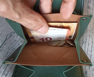 Cartera monedero para mujer cuero negro y verde
