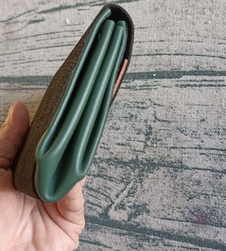 Cartera monedero para mujer cuero negro y verde