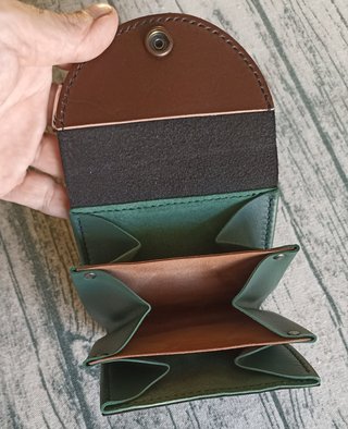 Cartera monedero para mujer cuero negro y verde