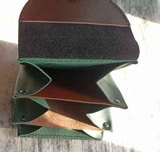 Cartera monedero para mujer cuero negro y verde