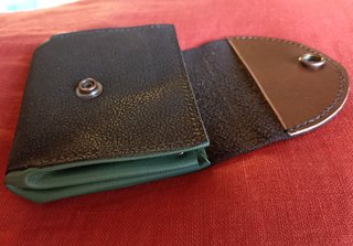 Cartera monedero para mujer cuero negro y verde