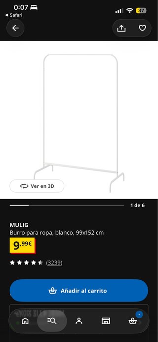 Burro para ropa IKEA blanco 99x152 cm