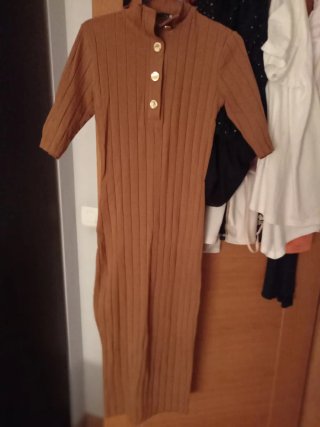 Vestido chica Zara marrón canalé