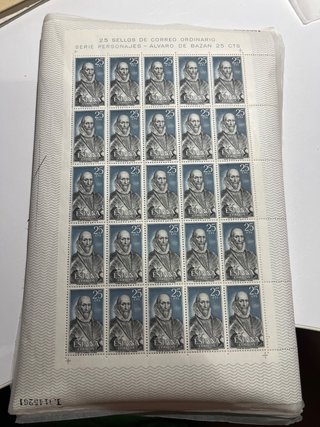 Pliego 25 Sellos Alvaro de Bazán 25 cts