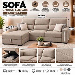 SOFÁ CHAISE LONGUE CON ARCÓN + 3 ASIENTOS | 359€