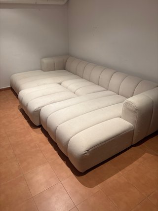 Sofá modular beige de tela