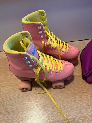 Patines de 4 Ruedas Rosa y Amarillo