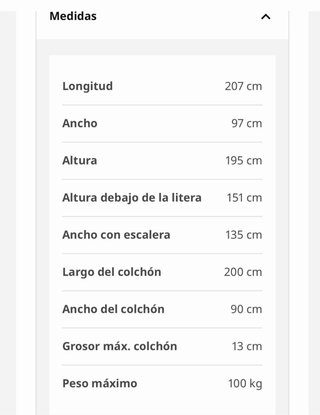 Cama alta con escritorio y barrera VITVAL (IKEA)