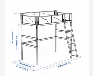 Cama alta con escritorio y barrera VITVAL (IKEA)