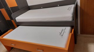 Cama nido doble gris y naranja