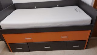 Cama nido doble gris y naranja