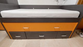 Cama nido doble gris y naranja