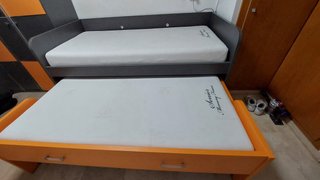 Cama nido doble gris y naranja