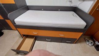 Cama nido doble gris y naranja