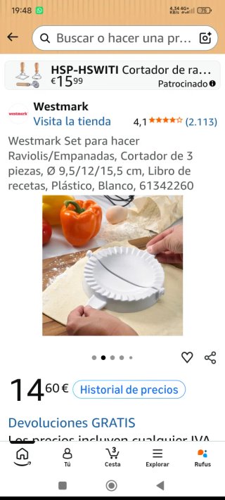 2 tipos de Cortadores de Croissants y Empanadillas