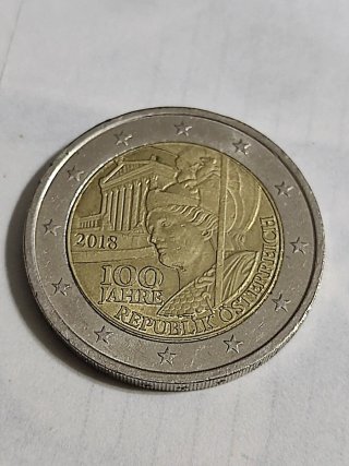Moneta 2 Euro 2018 Austria Centenario Repubblica
