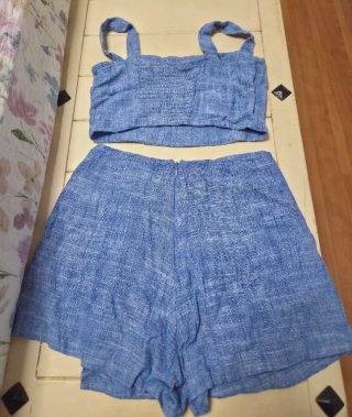 Conjunto de Top y Falda Pantalón Azul