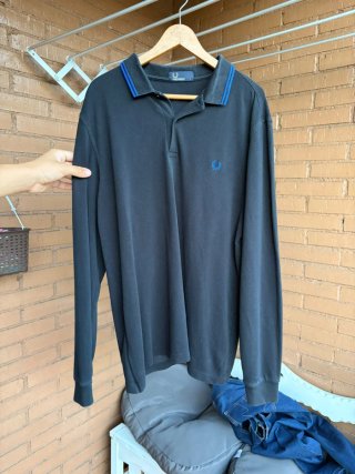 Polo Fred Perry Negro Manga Larga