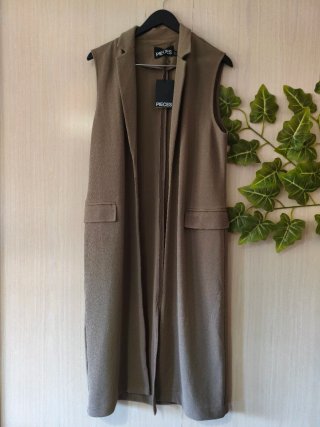 Chaleco Largo Estilo Blazer Pieces Nuevo talla S