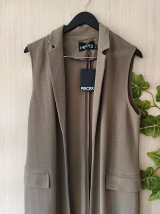 Chaleco Largo Estilo Blazer Pieces Nuevo talla S