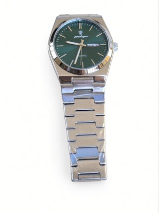 Reloj Poedagar Esfera Verde y Correa Plateada