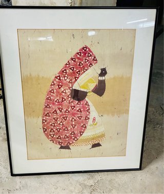 Cuadro batik africano sobre tela enmarcado – pieza