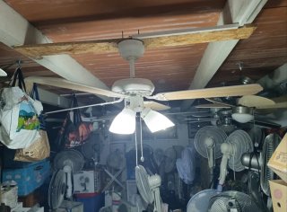Ventilador de techo madera y blanco