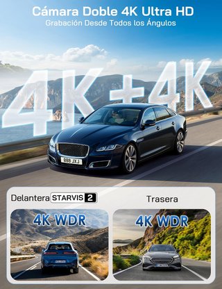 Dashcam WOLFANG WD08 4K+4K Dual Sony STARVIS 2 GPS