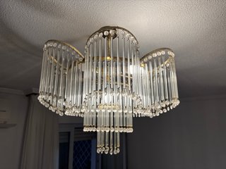 Lámpara colgante cristal y metal dorado