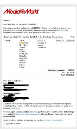 Lenovo Tab M11 Gris.