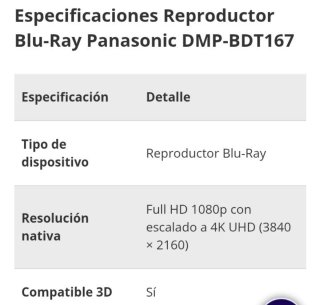 Reproductor Blu-ray Panasonic DMP-BDT167EG